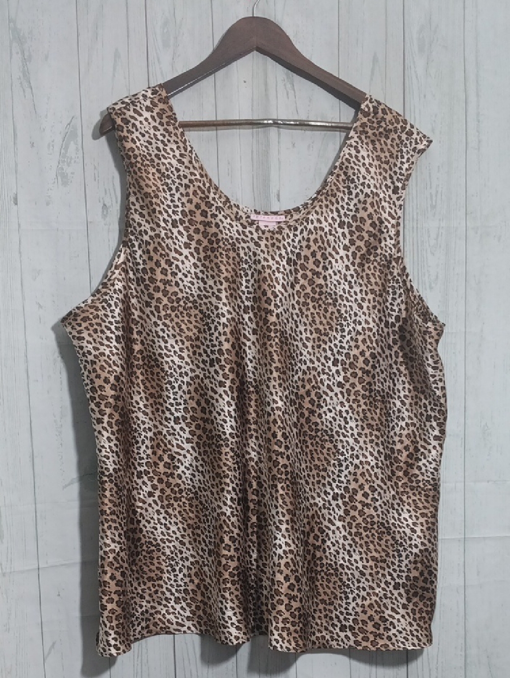 Serenada Leopard Print Sleeveless Women’s Top - Brown Sz 5X